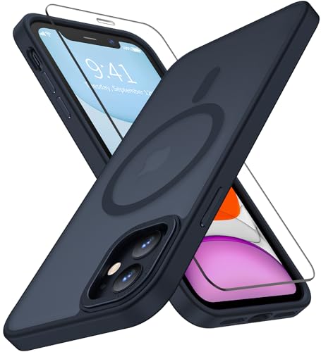 KOVASIA Magnetische Hülle für iPhone 11, für Handyhülle iPhone 11 [ Kompatibel mit MagSafe] [Starker Magnet] durchscheinende Rückseite für iPhone 11 Schutzhülle Case Cover (6.1'',Schwarz) von KOVASIA