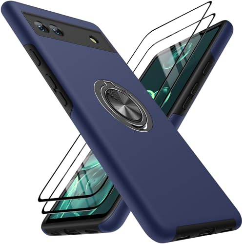 KOVASIA für Goggle Pixel 6A Hülle, Eingebetteter Ständer Schmal Geschnittene, Stoßfeste Schutzhülle mit um 360°Drehbarem Magnetringhalter Ständer, Kompatibel mit Google Pixel 6A 5G Case（Blau von KOVASIA