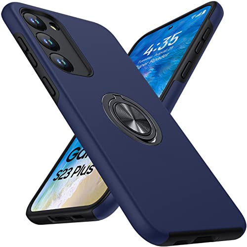 KOVASIA für Samsung S23+ Plus Cover, Kompatibel mit S23+Plus Hülle Case, Eingebetteter Ständer, Stoßfeste Schutzhülle mit um 360°Drehbarem Magnetringhalter Ständer(Blau) von KOVASIA