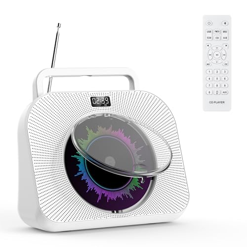 KOVCDVI 9-in-1 CD Player Bluetooth Radio mit CD Player mit Lautsprecher Unterstützung USB/TF-Karten/AUX-Wiedergabe Wecker Timer mit Fernbedienung Staubschutzhülle Bildschirm Kopfhöreranschluss von KOVCDVI