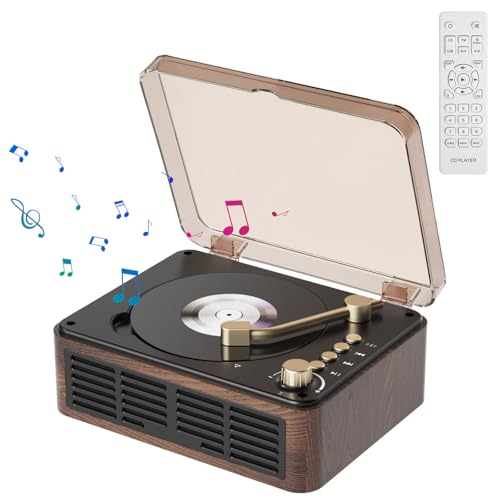 KOVCDVI CD Player Bluetooth Retro Radio mit CD Player mit Lautsprecher Unterstützung USB & AUX-Wiedergabe mit Fernbedienung Staubschutzhülle von KOVCDVI