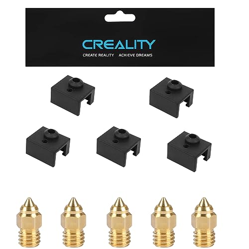 Creality 5 STÜCKE FDM 3D Drucker Heizblock Silikonsocken und 5 STÜCKE 0,4 mm Düsen für Hotend Ender 3 S1, S1 Pro, S1 Plus, CR-10 Smart Pro von KOYOFEI