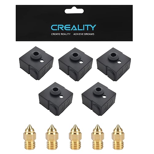 Creality 5PCS 0.4mm Nozzles and 5PCS Silicone Socks Kit, 3D Printer Parts Hotend Silicone Cover for Ender 3 V2 Neo, CR-6 SE, Ender 3 Neo, Ender 3 Max Neo FDM 3D Printers von KOYOFEI