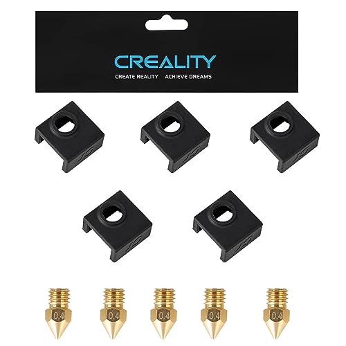 Creality 5PCS FDM 3D Printer Heater Block Silicone Socks and 5PCS 0.4mm Nozzles for Hotend (MK7/8/9) von KOYOFEI