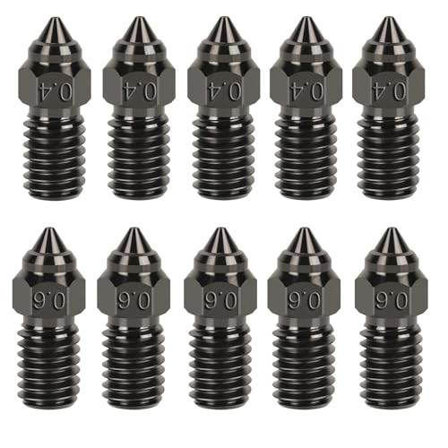 KOYOFEI 10PCS Hardened Nozzle Kit for Ender 3 V3 SE, 3D Printer Accessories 5PCS 0.4mm, 5PCS 0.6mm Hardened Nozzles Kit for Ender 3 V3 SE, Ender 5 S1, Ender 7 von KOYOFEI