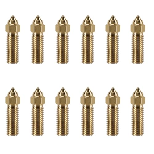 KOYOFEI 12PCS Brass M6 Nozzles for K1, 3D Printer Parts High Speed and High Flow 0.4mm Brass Nozzles Kit for Creality K1, K1 Max, Ender 3 V3 KE, CR-10 SE, CR-M4 von KOYOFEI