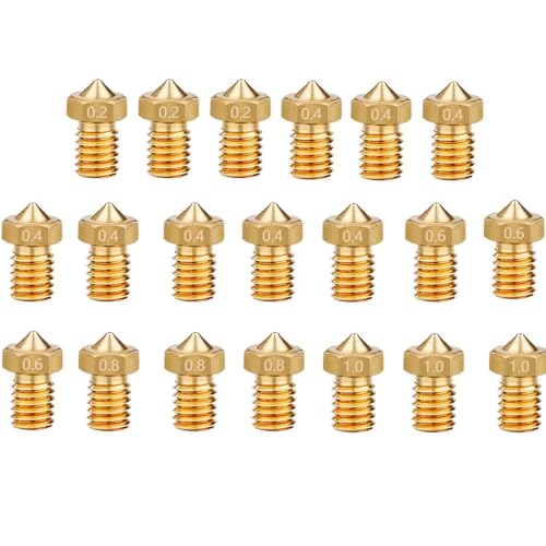 KOYOFEI 20PCS Brass Nozzles for Kobra, 3D Printer Parts 8PCS 0.4mm, 3PCS 0.2mm, 0.6mm, 0.8mm, 1.0mm Brass Nozzle Kit for MK3/MK3S, Anycubic Mega S/Pro/X, Chrion, Kobra Neo, Kobra Go von KOYOFEI