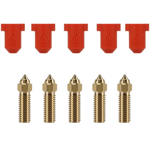 KOYOFEI 5PCS 0.4mm Nozzles and 5PCS Silicone Socks Kit for K1 Max, 3D Printer Accessories 5PCS 0.4mm Brass Nozzles and Silicone Socks for Creality K1, Ender 3 V3 KE, CR-10 SE von KOYOFEI