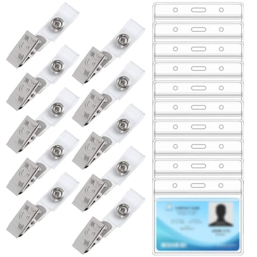 KOZOY Ausweis Kartenhalter mit Clips, 10 Stück Transparent Ausweishalter, Wasserdicht Kartenhalter für ID Card, Visitenkarten, Studentenausweise, Namensschilder für Schule Büro (10) von KOZOY