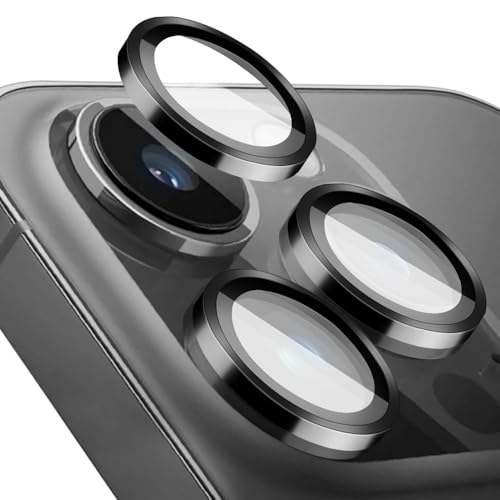 Kamera Schutz für iPhone 16 Pro/16 Pro Max Kameraschutz, Robuster HD Individualschutz Kratzfestes, Transparente Dünnes Gehärtetes Glas Linsenschutz für iPhone 16 Pro/16 Pro Max (Schwarz) von KOZOY