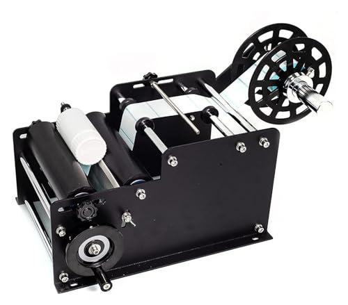 KOZWAY Manuelle Etikettiermaschine for Flaschen, verstellbare halbautomatische Aufklebermaschine for geschäftliche - und Metallflaschen MT30 (Color : Noir) von KOZWAY