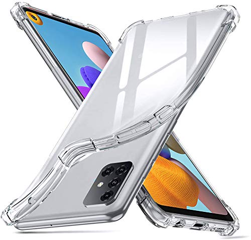 Galaxy A21s Hülle, Galaxy A21s Clear Case mit verstärkten Ecken, Drop Protection Soft TPU Bumper + Clear Hard Back Hybrid Schutzhülle für Samsung Galaxy A21s (Clear Case) von KP TECHNOLOGY