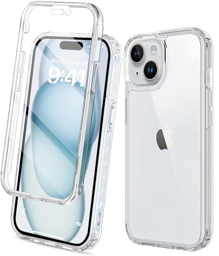 KP TECHNOLOGY iPhone 15 – (360° Schutz für Vorder- und Rückseite), vollständiger Rundumschutz, iPhone 15 Gel-Schutzhülle – transparent von KP TECHNOLOGY