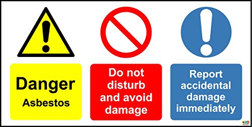 100 x 200 mm Danger Asbest do not disturb selbstklebendes Vinyl-Etikett. von KPCM Display ltd
