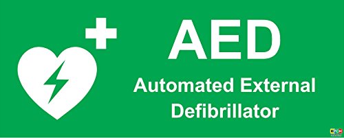 AED Automatiesierter Externer Selbstklebendes Vinyl Sticker Selbstklebend Etiketten, 250 mm x 100 mm von KPCM Display ltd