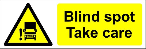 Blind Spot Take Care Hinweisschild – Selbstklebendes Vinyl 300 mm x 100 mm von KPCM Display ltd