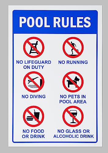 Hinweisschild mit Aufschrift "Swimming pool rules" "No Running No Divers", 3 mm Aluminiumschild (200 x 150 mm) von KPCM Display ltd