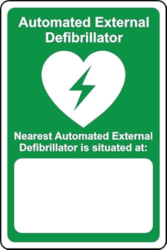 KPCM Display ltd Hinweisschild mit englischer Aufschrift "Automated External defibrillator Nearest AED is situated at", 1 mm Kunststoffschild von KPCM Display ltd