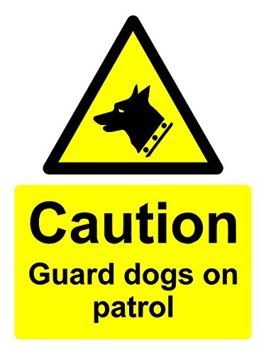 Schild "Caution. Guard dogs On Patrol – Selbstklebendes Vinyl 200 mm x 150 mm von KPCM Display ltd