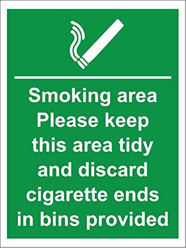 Schild für Raucherinsel, Aufschrift "Bins Provided" (Stummel in Aschenbecher werfen), 200 x 150 mm von KPCM Display ltd