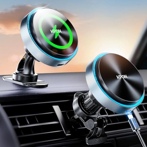 KPON für Magsafe Autohalterung 15W Handyhalterung Auto mit Ladefunktion,Kompatibel mit Magsafe Ladegerät Auto Kfz-Handyhalterung Auto Magnet Wireless Charger Auto für iPhone 15/14/13/12… KPON für Magsafe Autohalterung 15W Handyhalterung Auto mit Ladefunktion,Kompatibel mit Magsafe Ladegerät Auto Kfz-Handyhalterung Auto Magnet Wireless Charger Auto für iPhone 15/14/13/12… von KPON