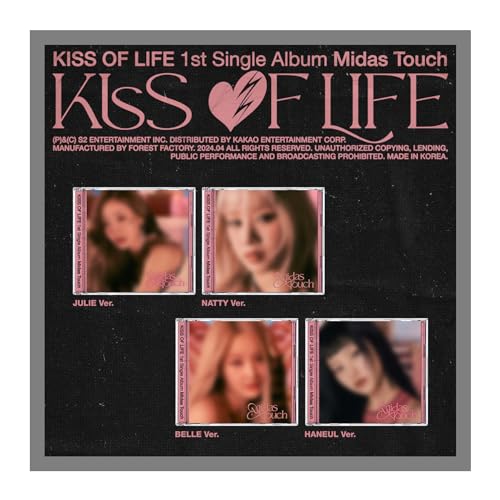 KISS OF LIFE Midas Touch 1st Single Album Jewel Case 4 Version SET CD+8p PhotoBook+1p PhotoCard+1p Square Card+Tracking Sealed KOL von KPOP