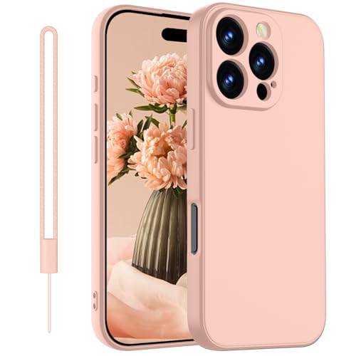 KPPIT Hülle für iPhone 16 Pro Hülle Silikon mit Lanyard, Handyhülle für iPhone 16 Pro Ultra Dünn mit Microfiber, Kratzfeste und stoßfeste Schutzhülle für iPhone 16 Pro Case 6.3''(2024) Rosa von KPPIT