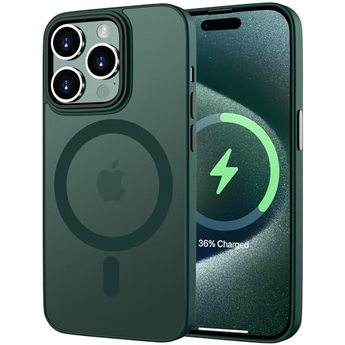 KPPIT Magnetic für iPhone 15 Pro Hülle für Magsafe, Handyhülle iPhone 15 Pro mit Magsafe Anti-Fingerabdruck-Schutzhülle Mattiert Durchscheinende Handyhülle für iPhone 15 Pro 6,1"- Dunkelgrün von KPPIT