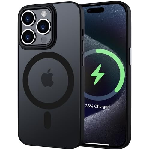 KPPIT Magnetic für iPhone 15 Pro Hülle für Magsafe, Handyhülle iPhone 15 Pro mit Magsafe Anti-Fingerabdruck-Schutzhülle Mattiert Durchscheinende Handyhülle für iPhone 15 Pro 6,1"- Schwarz von KPPIT