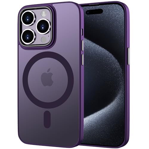 KPPIT Magnetic für iPhone 15 Pro Hülle für Magsafe, Handyhülle iPhone 15 Pro mit Magsafe Anti-Fingerabdruck-Schutzhülle Mattiert Durchscheinende Handyhülle für iPhone 15 Pro 6,1"- Violett von KPPIT