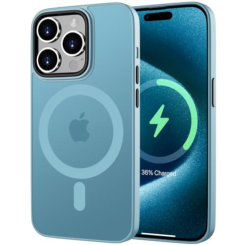 KPPIT Magnetic für iPhone 15 Pro Max Hülle für Magsafe, Handyhülle iPhone 15 Pro Max mit Magsafe Anti-Fingerabdruck-Schutzhülle Mattiert Durchscheinende Handyhülle für iPhone 15 Pro Max 6,7"- Blau von KPPIT