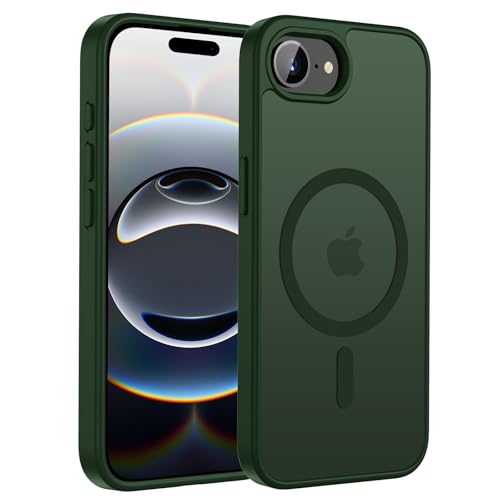 KPPIT Magnetisch Hülle für iPhone 16e Hülle 6,1 Zoll 2025 Kompatibel mit MagSafe, Transluzente Matt Rückseite Dünn Stoßfest Handyhülle für iPhone 16e Case (Grün) von KPPIT