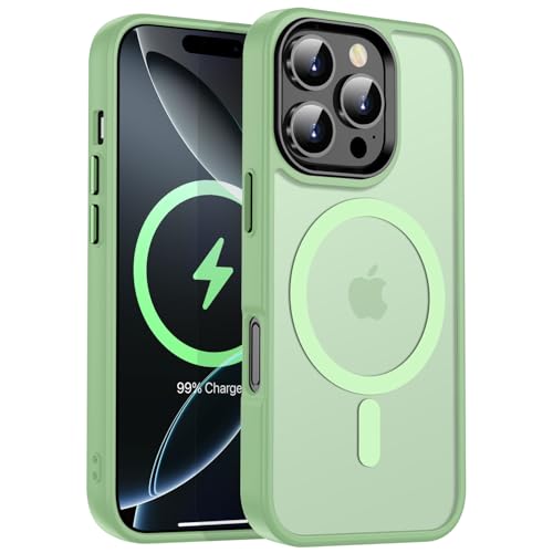 KPPIT Magnetisch für iPhone 16 Pro Hülle für MagSafe,[TOP Magnetische Adsorption] Schutzhülle durchscheinend Matt,[Militärschutz] Anti-Kratzen Handyhülle für iPhone 16 Pro Case, Matcha Grün von KPPIT