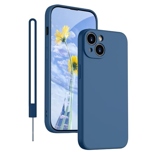 KPPIT Silikon Hülle für iPhone 14 Hülle mit Lanyard, Handyhülle für iPhone 14 Ultra Dünn mit Microfiber,Kratzfeste Rundumschutz Schutzhülle für iPhone 14 Case 6.1'' Königsblau von KPPIT