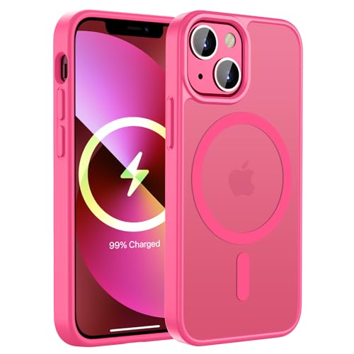 KPPIT für iPhone 12 Mini Hülle,iPhone 13 Mini Hülle [Kompatibel mit MagSafe] Magnetisch Handyhülle für iPhone 12 Mini/iPhone 13 Mini Case Dünn Cover Matt Transluzente Schutzhülle 5,4 Zoll,Rose Rot von KPPIT