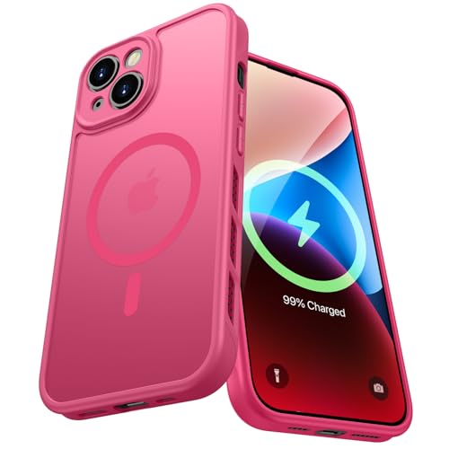 KPPIT für iPhone 14 Hülle Magnetisch kompatibel mit Magsafe, Vollständiger Kameraschutz, Matt Transluzente Handyhülle, Stoßfest Kratzfest Wärmeableitung, Rosa von KPPIT