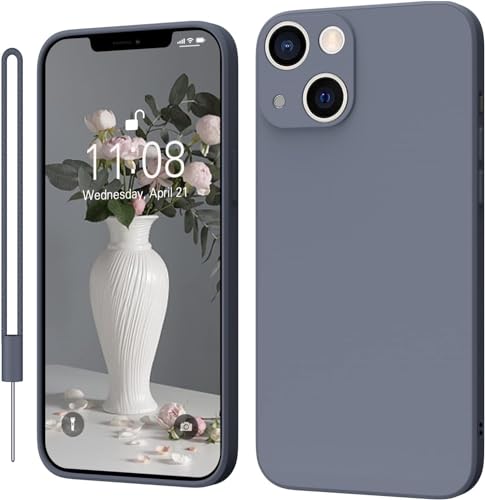 KPPIT iPhone 14 Hülle Silikon Case, Hanyhülle iPhone 14 [Kameraschutz] [Mikrofaser] [Kratzfeste] Rundumschutz Case Schutzhülle Hülle für iPhone 14(6.1 Zoll) Lavendelgrau von KPPIT