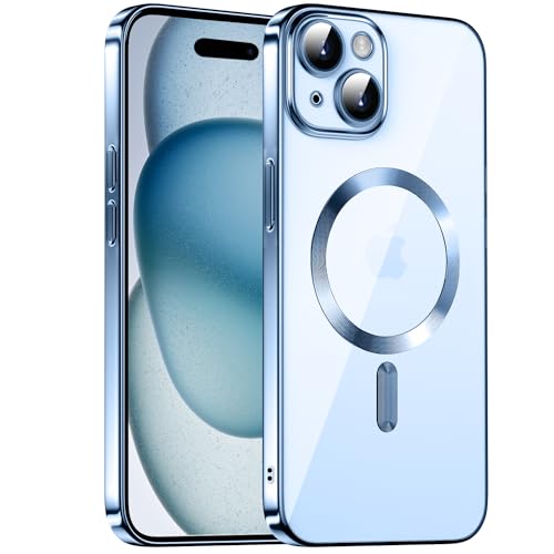 KPPIT iPhone 15 Hülle für MagSafe, Clear Magnetic für iPhone 15 Handyhülle mit Integrierter Kameraschutz Schutzhülle Hülle, Kratzresistente Stoßfest Magnetische für iPhone 15 6,1"- Blau von KPPIT
