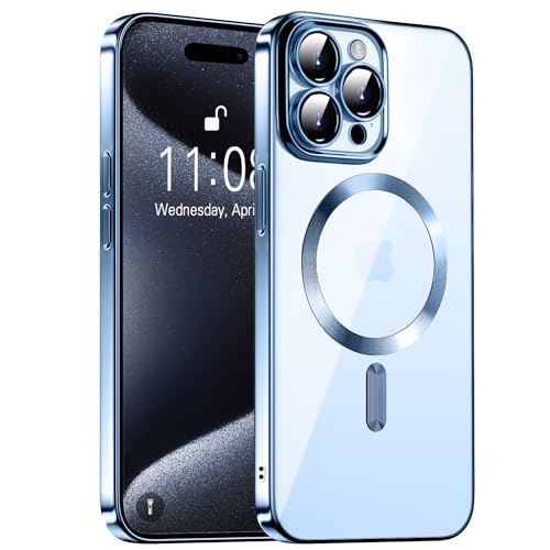 KPPIT iPhone 15 Pro Hülle für MagSafe, Clear Magnetic für iPhone 15 Pro Handyhülle mit Integrierter Kameraschutz Schutzhülle Hülle, Kratzresistente Stoßfest Magnetische für iPhone 15 Pro 6,1"- Blau von KPPIT