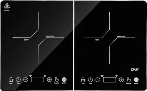 KPUY Kochplat Portable Doppel-Induktionskochfeld 3500W, Niedrigleistungs-Dauerheizung, Elektrisches Induktionskochfeld mit 21 Temperatureinstellungen - 10-Stunden-Timer - Kindersicherung -Sensor-Touch von KPUY