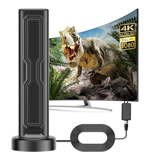 480 km Innen- und Außenantenne mit Verstärker, tragbarer HDTV mit 360°-Empfang, kompatibel mit 4K 1080P TV und allen Fernsehern von KQLHLHDYZ