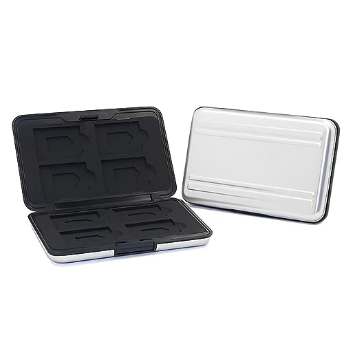 KQNM Speicherkartenbox Aufbewahrungskartenbox Aufbewahrungsbox,für 8 SD und 8 TF Karten, Tragetasche SD Karten Case Box für Micro SD SDXC SDHC SD SDXC（Silber） von KQNM