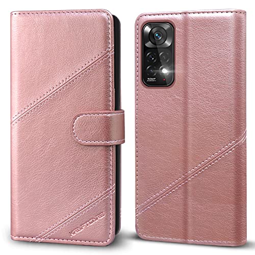 Handyhülle für Redmi Note 11 Hülle, für Redmi Note 11s Hülle [Premium PU Leder] [Kartenfach] Flip Case Wallet Lederhülle Handytasche Schutzhülle Klapphülle für Xiami Redmi Note 11 Hülle, Rose Gold von KRAFTCARE