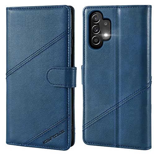 KRAFTCARE Handyhülle für Samsung Galaxy A13 4G/5G/A04S Hülle, [Kartenfach] [Stand] Flip Case Leder Stoßfeste Schutzhülle Klapphülle für Samsung A04S/ A13 4G/5G Hülle, Blau von KRAFTCARE