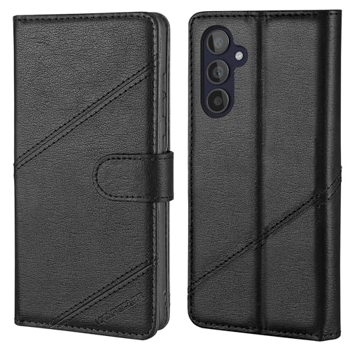 KRAFTCARE Handyhülle für Samsung Galaxy A15 5G Hülle mit [Stand] [Kartenfach] [Magnet] Flip Case Wallet Lederhülle Handytasche Schutzhülle Klapphülle für Samsung A15 5G Hülle, Schwarz von KRAFTCARE