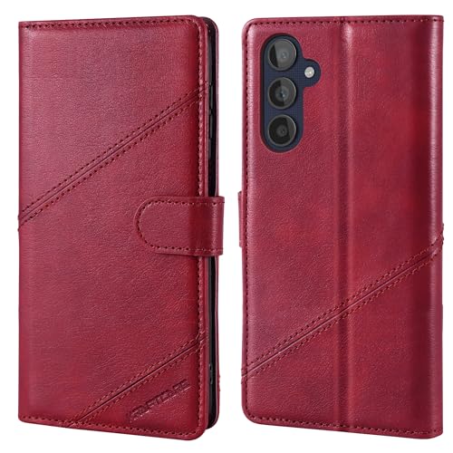 KRAFTCARE Handyhülle für Samsung Galaxy A25 5G Hülle mit [Stand] [Kartenfach] [Magnet] Flip Case Wallet Lederhülle Handytasche Schutzhülle Klapphülle für Samsung A25 5G Hülle, Weinrot von KRAFTCARE