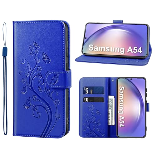 KRAFTCARE Handyhülle für Samsung Galaxy A54 5G Hülle, für A54 Hülle mit Kartenfach Geld Slot Ständer Magnetic Closure, Flip Case Leder Schutzhülle Tasche Handyhülle für A54 5G Hülle, Dunkelblau von KRAFTCARE