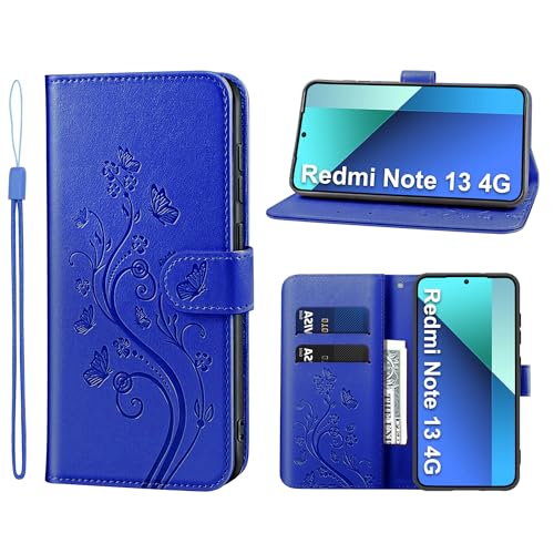 KRAFTCARE Handyhülle für Xiaomi Redmi Note 13 4G Hülle, für Redmi Note 13 4G Hülle mit Kartenfach Geld Slot Ständer Magnetic Closure, Flip Case Leder Schutzhülle für Note 13 4G Hülle von KRAFTCARE