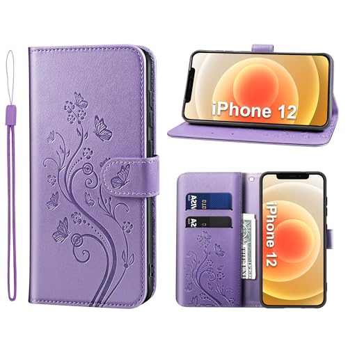 KRAFTCARE Handyhülle für iPhone 12 Hülle, für iPhone 12 Pro Hülle mit Kartenfach Geld Slot Ständer Magnetic Closure, Flip Case Leder Schutzhülle Tasche Handyhülle für iPhone 12/12Pro Hülle, Lila KRAFTCARE Handyhülle für iPhone 12 Hülle, für iPhone 12 Pro Hülle mit Kartenfach Geld Slot Ständer Magnetic Closure, Flip Case Leder Schutzhülle Tasche Handyhülle für iPhone 12/12Pro Hülle, Lila von KRAFTCARE