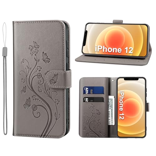 KRAFTCARE Handyhülle für iPhone 12 Hülle, für iPhone 12 Pro Hülle mit Kartenfach Geld Slot Ständer Magnetic Closure, Flip Case Leder Schutzhülle Tasche Handyhülle für iPhone 12/12Pro Hülle, Grau KRAFTCARE Handyhülle für iPhone 12 Hülle, für iPhone 12 Pro Hülle mit Kartenfach Geld Slot Ständer Magnetic Closure, Flip Case Leder Schutzhülle Tasche Handyhülle für iPhone 12/12Pro Hülle, Grau von KRAFTCARE